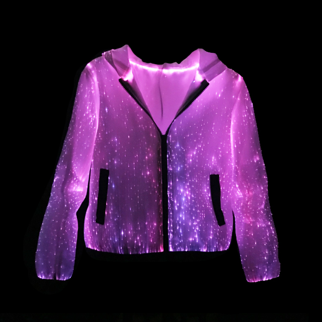 LED Hoodie with Long Sleeves and Zipper