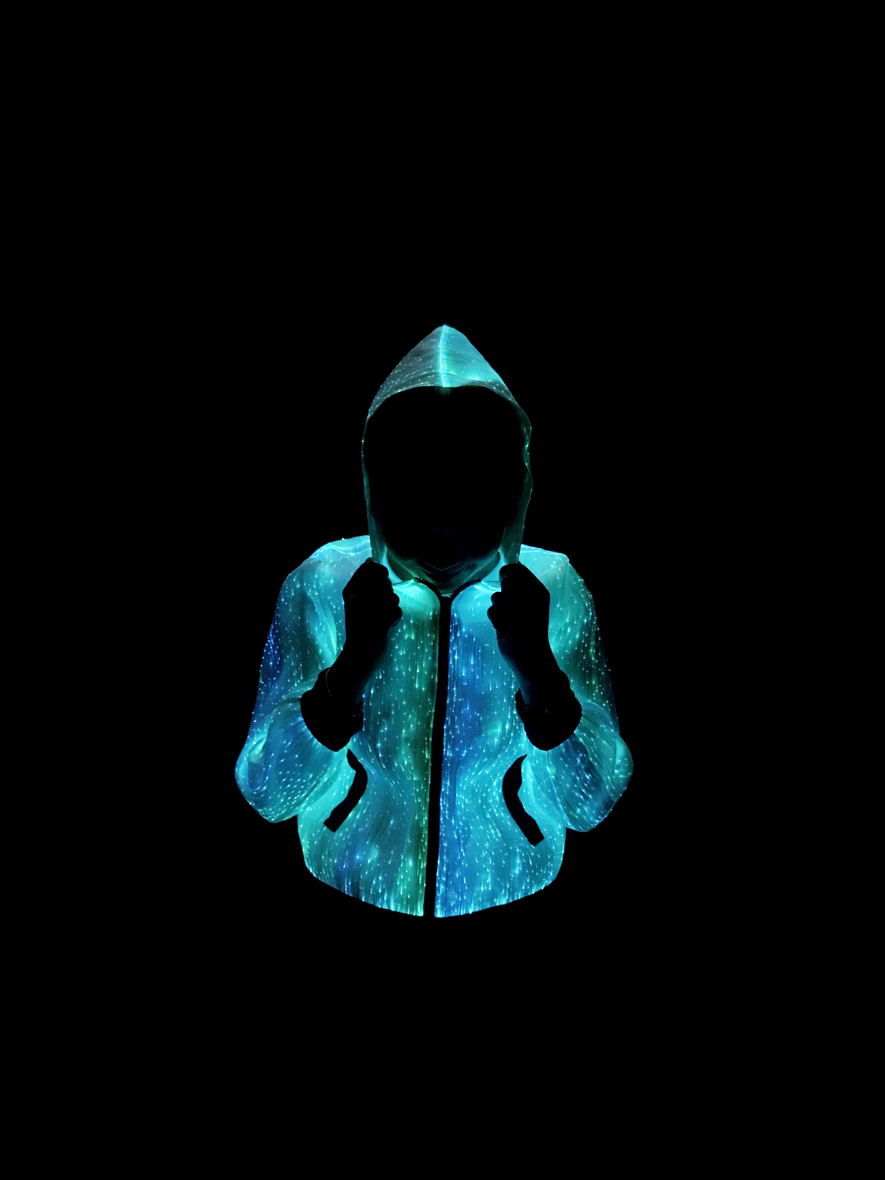 LED Hoodie with Long Sleeves and Zipper