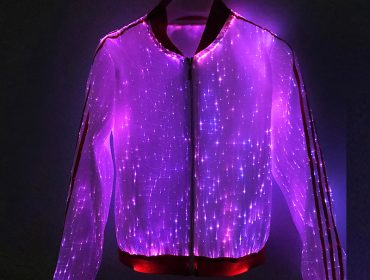 Unisex Long Sleeves LED Fiber Jacket with Zipper