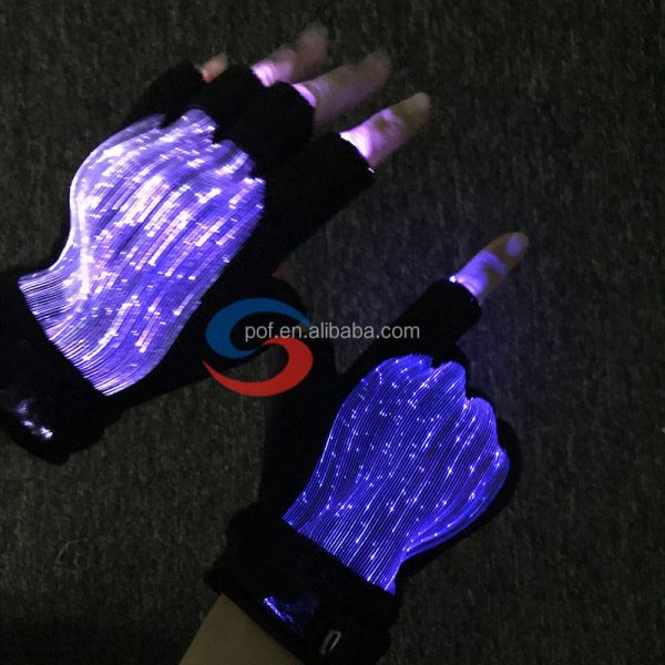 Fashion Luminous LED 7 Colors Glow in half-finger Gloves Unisex DJ Light Up Rave Fiber Optic Christmas Gloves - Image 3
