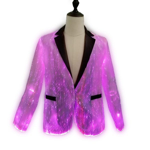 Fashion Design Luminous Fiber Optic Led Light Up Man Tuxedo Jacket Suit For Event Party Wedding