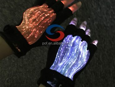 Fashion Luminous LED 7 Colors Glow in half-finger Gloves Unisex DJ Light Up Rave Fiber Optic Christmas Gloves