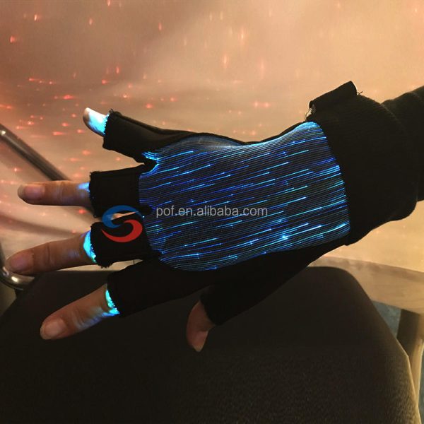 Fashion Luminous LED 7 Colors Glow in half-finger Gloves Unisex DJ Light Up Rave Fiber Optic Christmas Gloves - Image 4