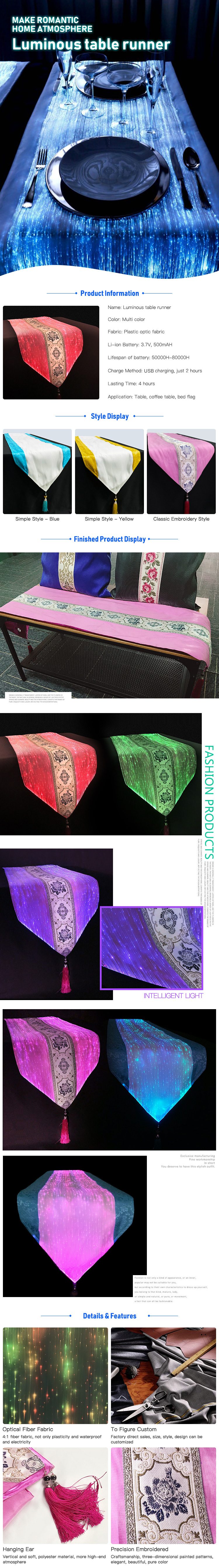 Luminous Party LED Light up Fiber Optic Centerpieces Table Placemat Runners