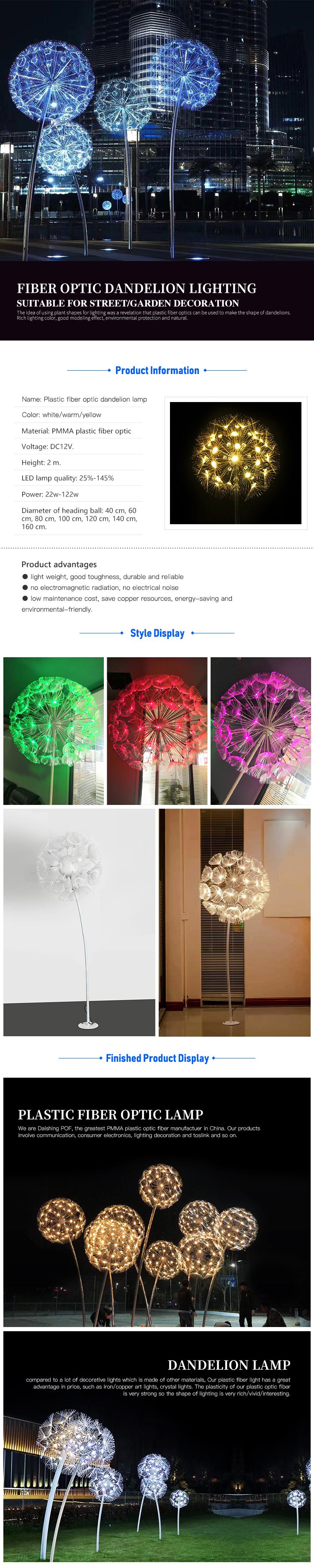 Fiber Optic Dandelion Lamp for Indoor Outdoor Lighting
