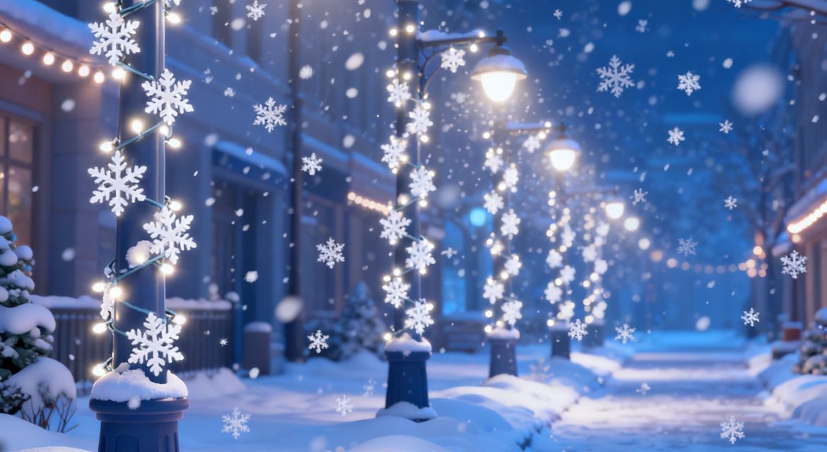 Blue and white Christmas Street