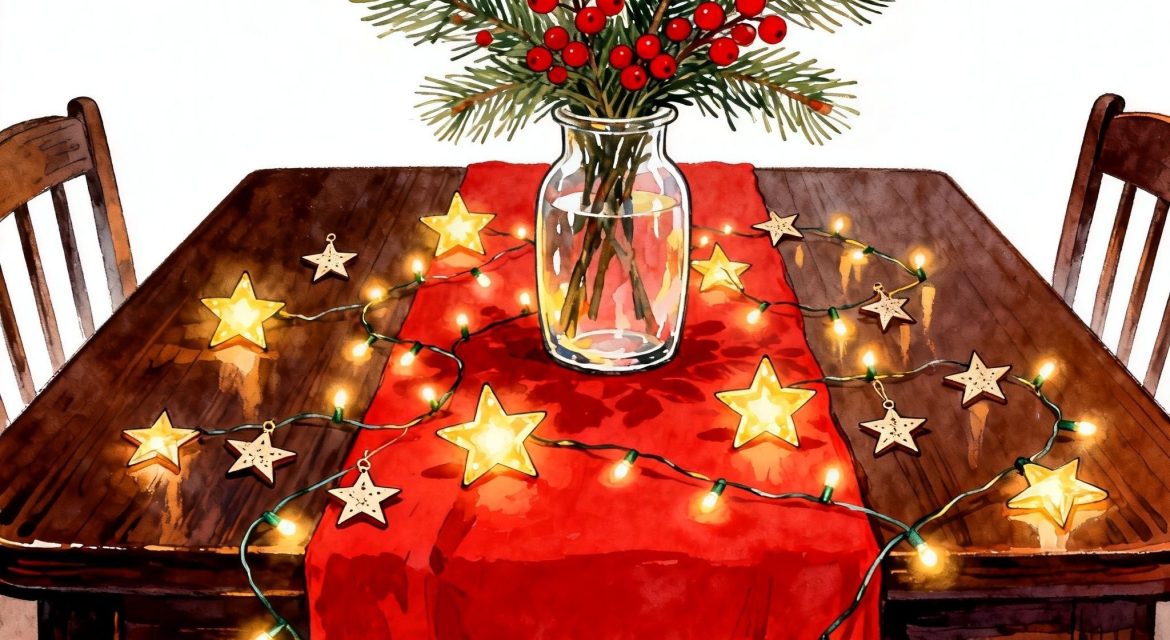 Christmas table illustration